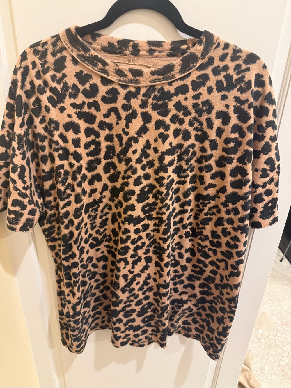 aerie Leopard Print Short Sleeve Boyfriend Oversized Tee Size S NWT